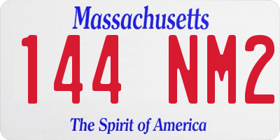 MA license plate 144NM2