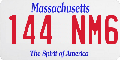 MA license plate 144NM6