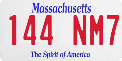 MA license plate 144NM7