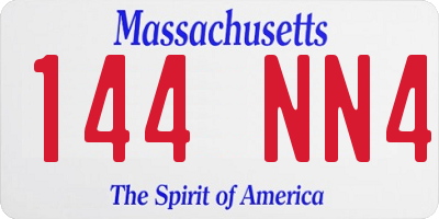 MA license plate 144NN4