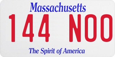 MA license plate 144NO0