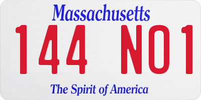 MA license plate 144NO1