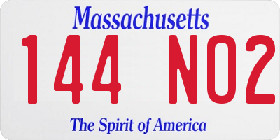 MA license plate 144NO2
