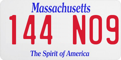 MA license plate 144NO9