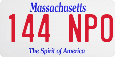 MA license plate 144NP0