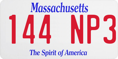 MA license plate 144NP3