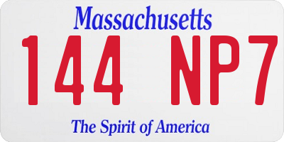 MA license plate 144NP7