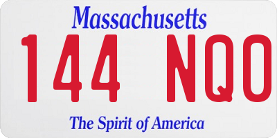 MA license plate 144NQ0