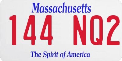 MA license plate 144NQ2