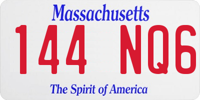 MA license plate 144NQ6