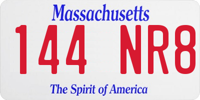 MA license plate 144NR8