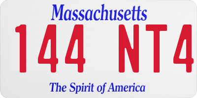 MA license plate 144NT4