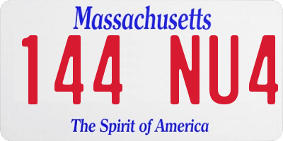 MA license plate 144NU4
