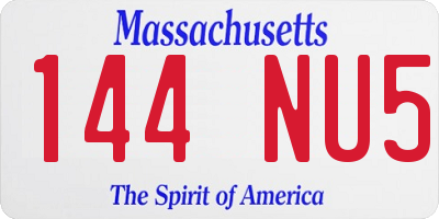 MA license plate 144NU5