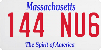 MA license plate 144NU6