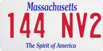 MA license plate 144NV2