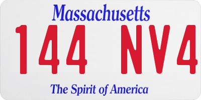 MA license plate 144NV4