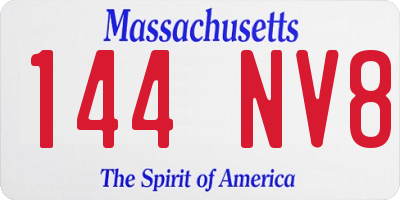 MA license plate 144NV8