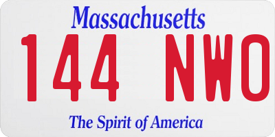 MA license plate 144NW0
