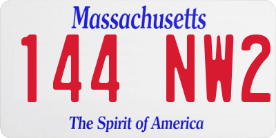 MA license plate 144NW2