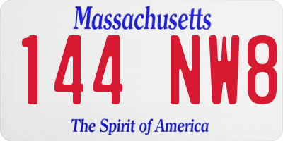 MA license plate 144NW8