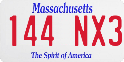 MA license plate 144NX3