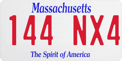 MA license plate 144NX4