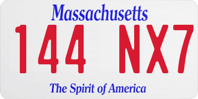 MA license plate 144NX7