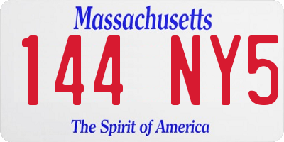 MA license plate 144NY5