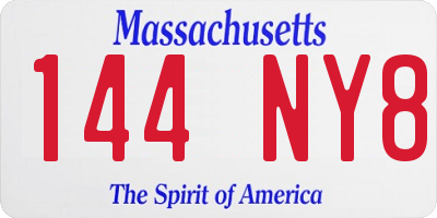 MA license plate 144NY8