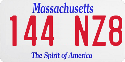 MA license plate 144NZ8
