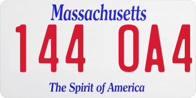 MA license plate 144OA4