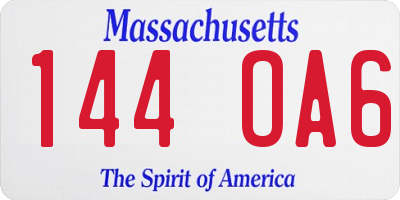 MA license plate 144OA6