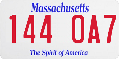 MA license plate 144OA7