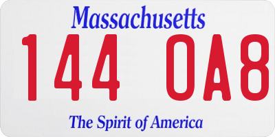 MA license plate 144OA8