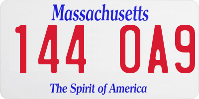 MA license plate 144OA9