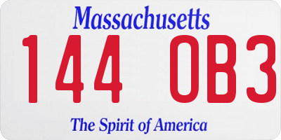 MA license plate 144OB3