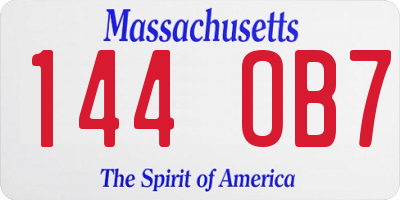 MA license plate 144OB7