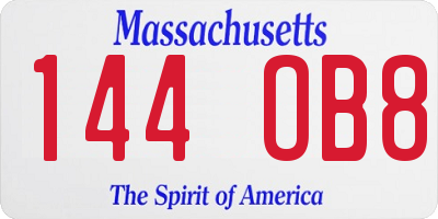 MA license plate 144OB8