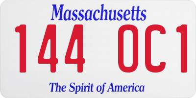 MA license plate 144OC1