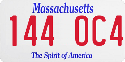 MA license plate 144OC4