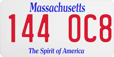 MA license plate 144OC8