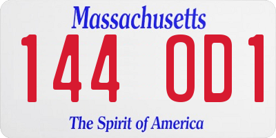 MA license plate 144OD1
