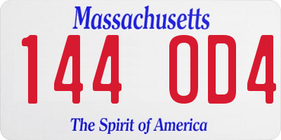 MA license plate 144OD4