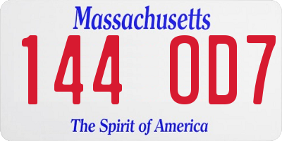 MA license plate 144OD7