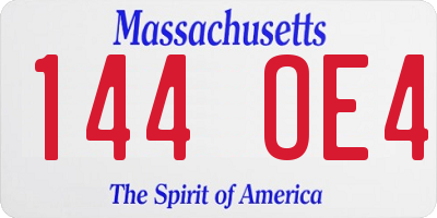 MA license plate 144OE4