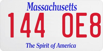 MA license plate 144OE8