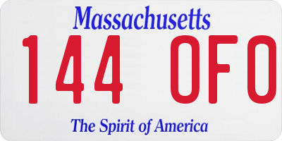 MA license plate 144OF0