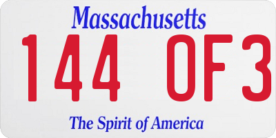MA license plate 144OF3