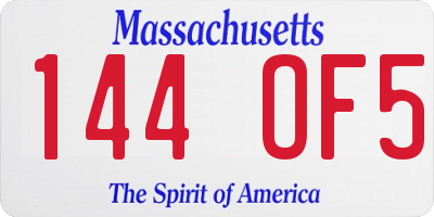 MA license plate 144OF5